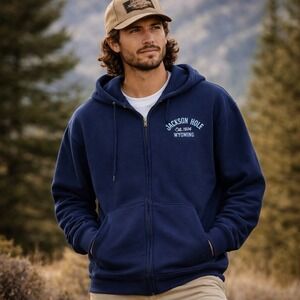 NEW‎ MV Sport Jackson Hole Wyoming Zip Up Hoodie Sweatshirt Mens XL Y2K 90s